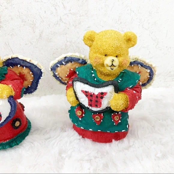 Vintage Dolgencorp joy angel Christmas bear figures patchwork holiday - Picture 4 of 13